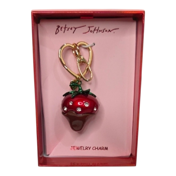 Betsey Johnson Accessories - ❤️🔹️Betsey Johnson🔹️ Red Strawberry Dipped In Chocolate Jewelry Charm Keychain